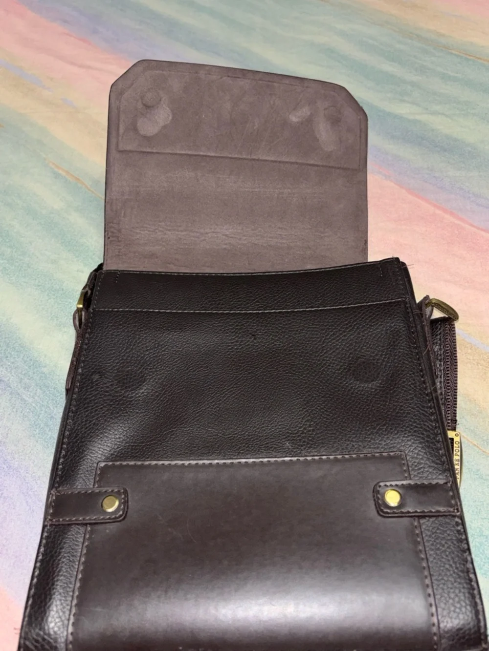 Polo International Leather Satchel Messenger Bag - Brown Crossbody